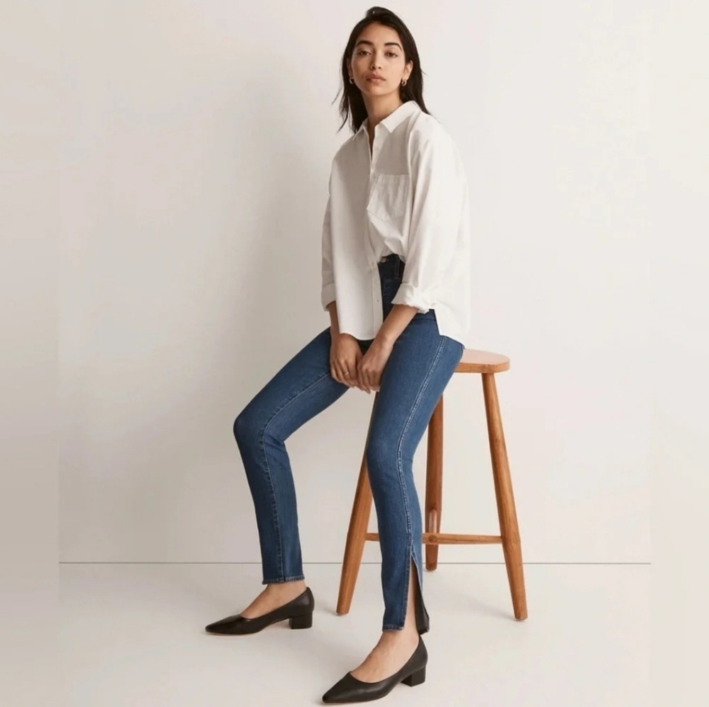 Madewell High-Rise Slim Jeans in Indigo Blue with Front Slit